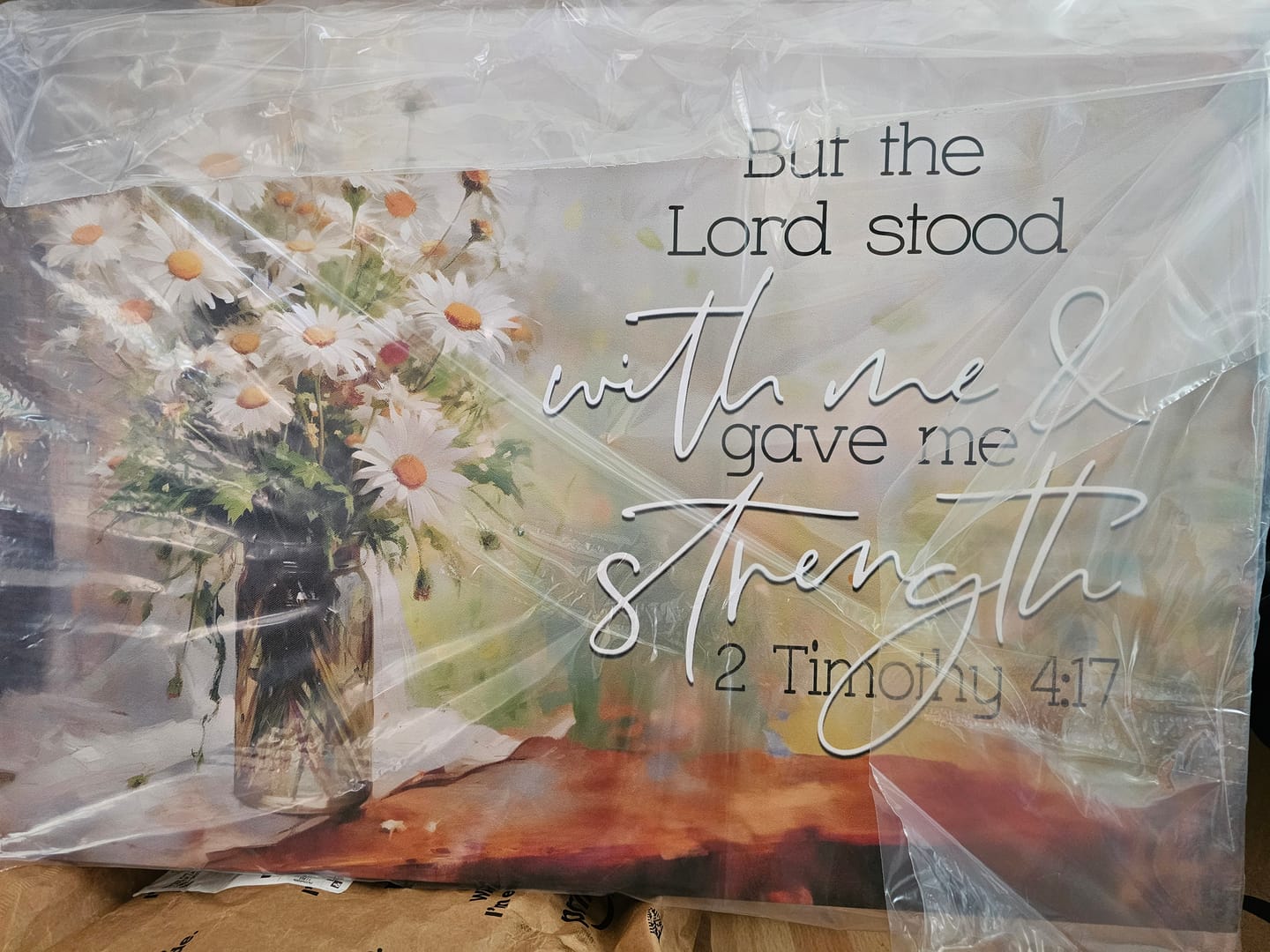 Customer photo review of But the Lord Stood With Me and Gave Me Strength 2 Timothy 4:17 Canvas Wall Art
