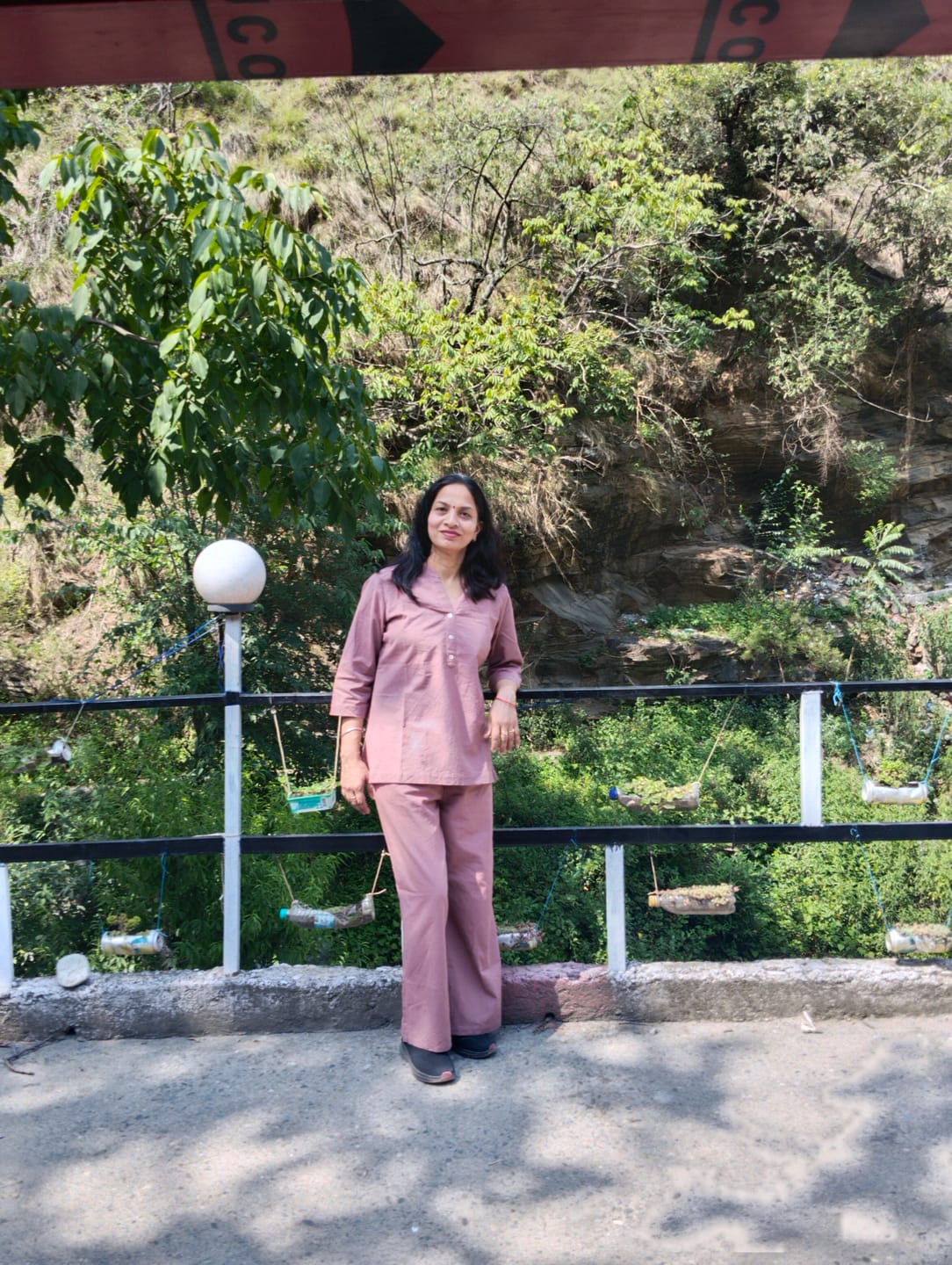 Customer photo review of Women Rose Taupe Airy Linen Wide Leg Pant