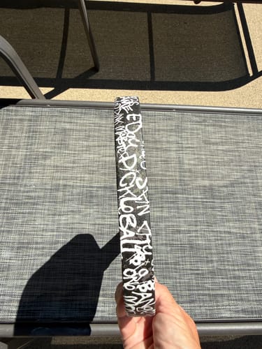 Customer photo review of White Graffiti Edge Tape (3 pack) - Pickleball Paddle Edge Tape