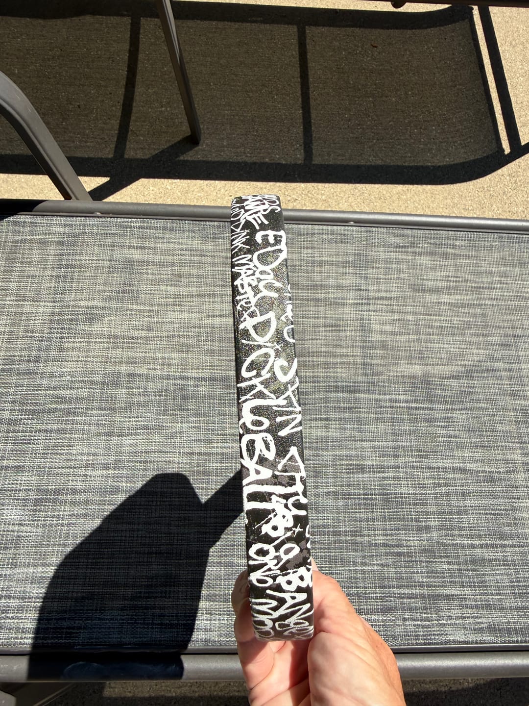 Customer photo review of White Graffiti Edge Tape (3 pack) - Pickleball Paddle Edge Tape