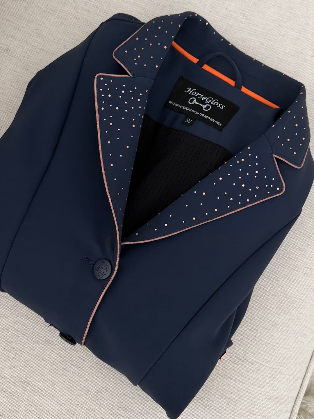 Customer photo review of PARIS - COMPETITION SHOW JACKET | NAVY ROSE GOLD
