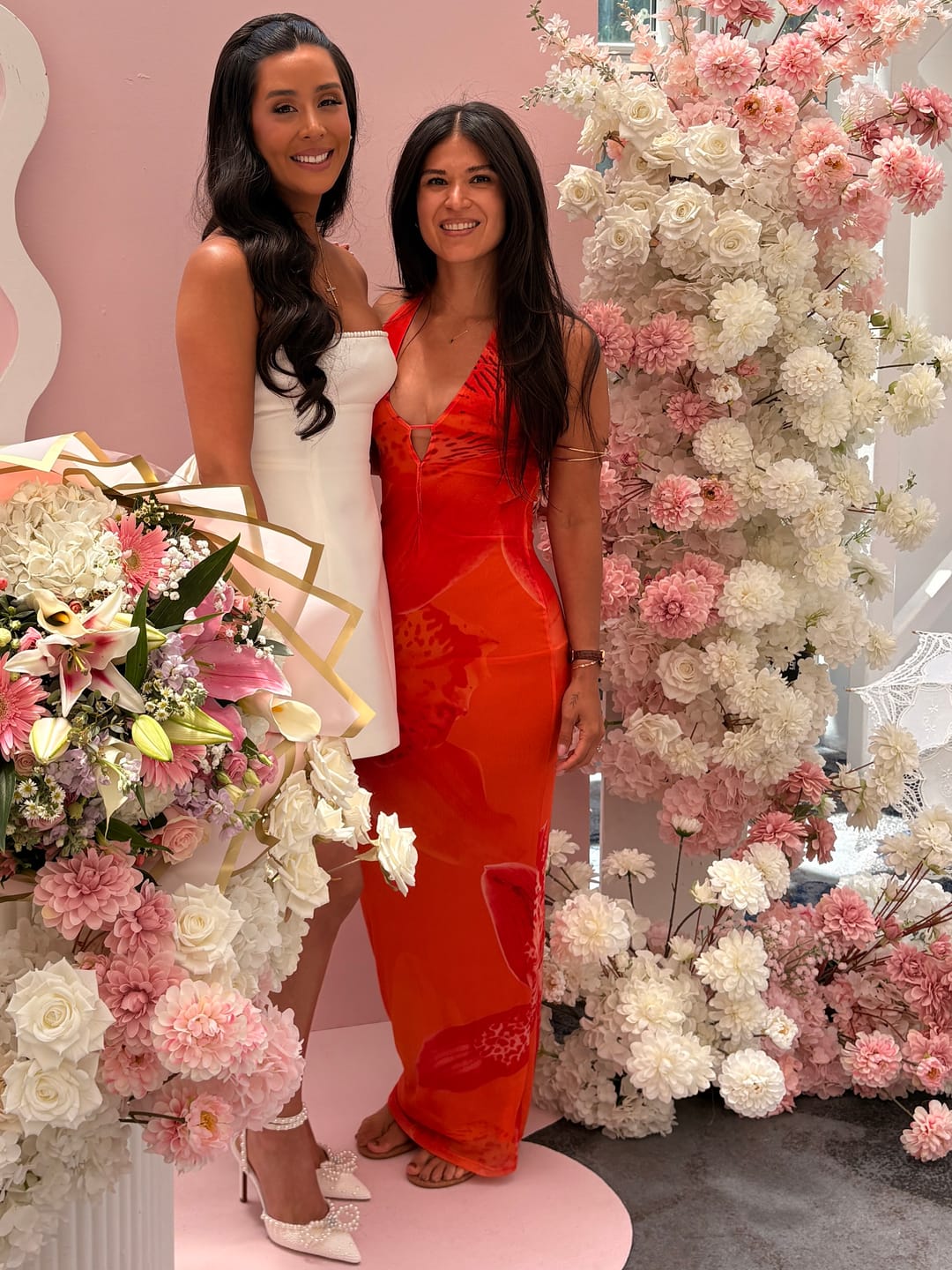 Customer photo review of Azariya Floral Plunge Cutout Maxi Dress - Orange