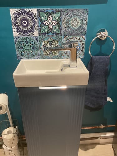 Customer photo review of Nuie Deco Compact 400 Cloakroom Floor standing Vanity Unit - Satin Blue