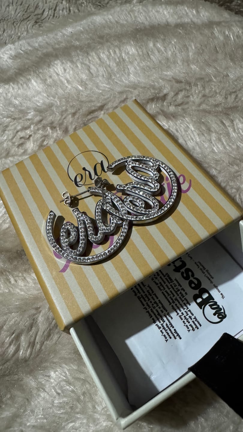 Customer photo review of Silver Luxe Mini Logo Hoops