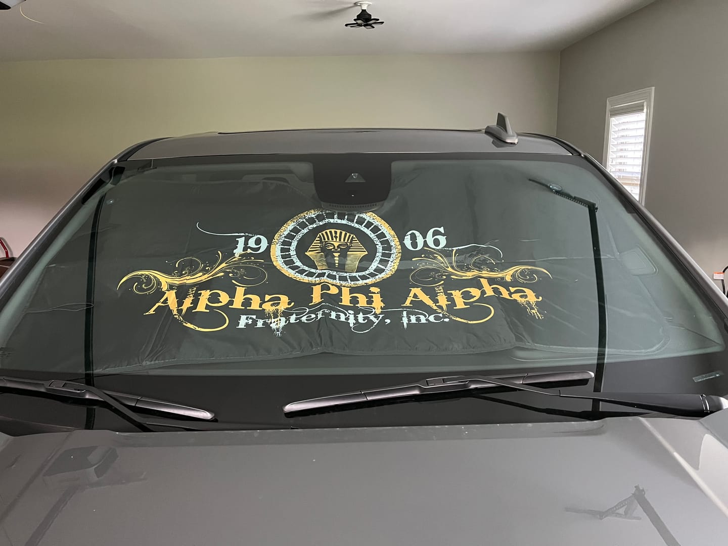Customer photo review of Fraternity Sun Shades - Ice Cold Royal Alpha Phi Alpha Car Sun Shade