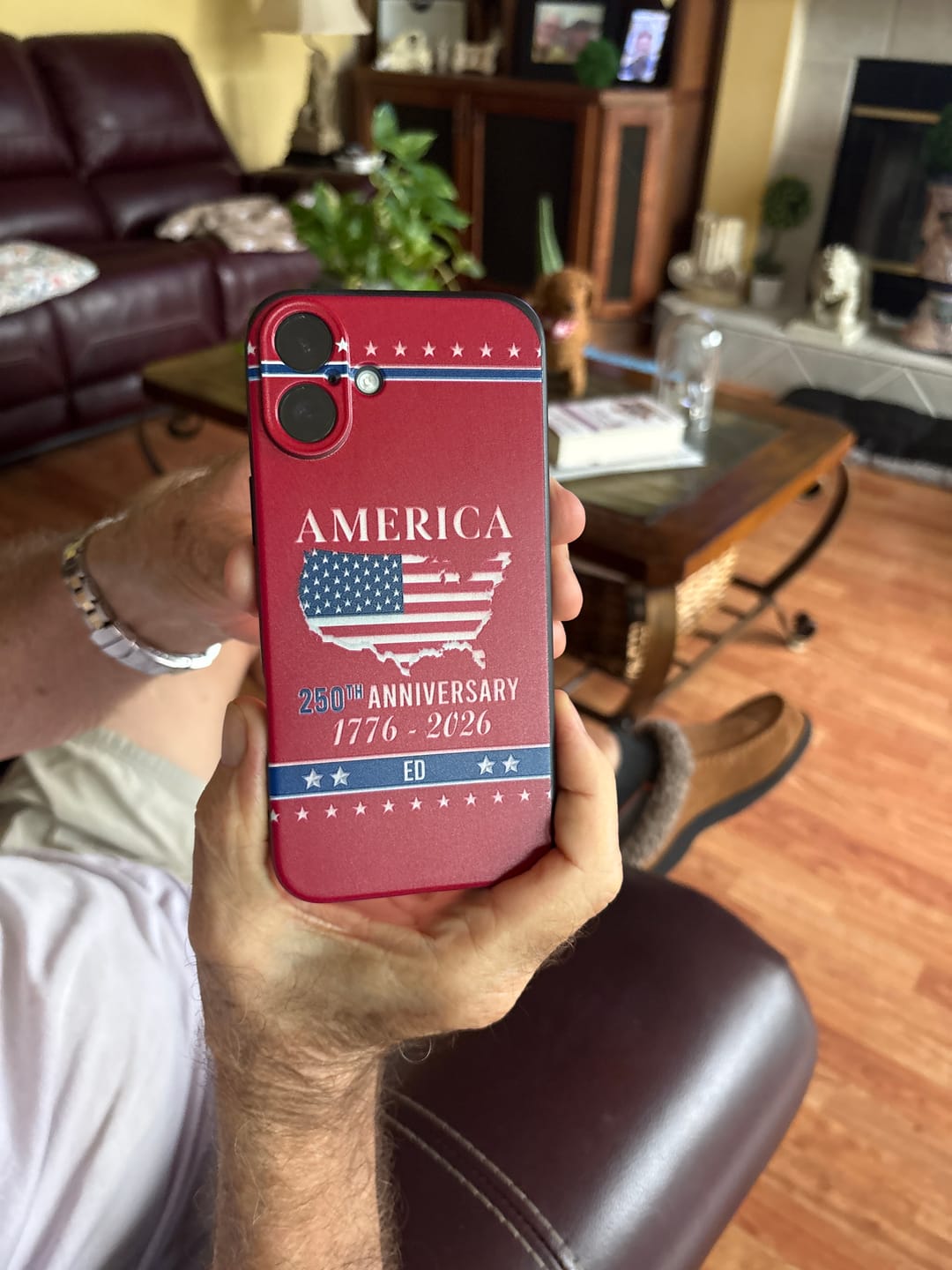 Customer photo review of Personalized Family Name America 250th Anniversary Phone Case