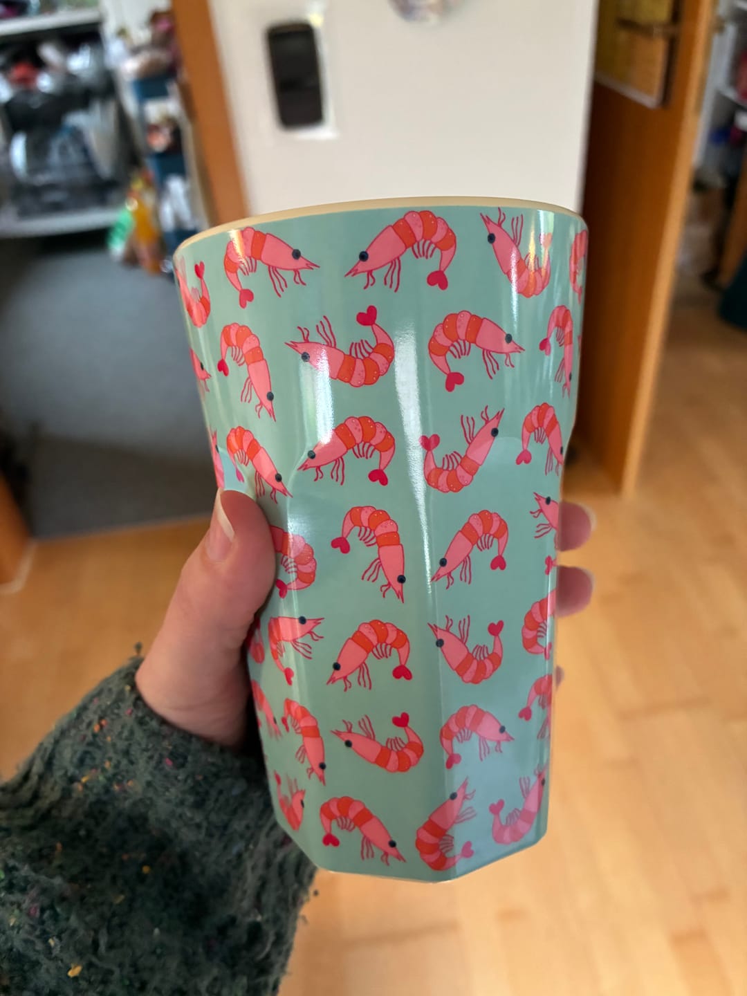 Customer photo review of Großer Becher - Mint - Shrimp Print