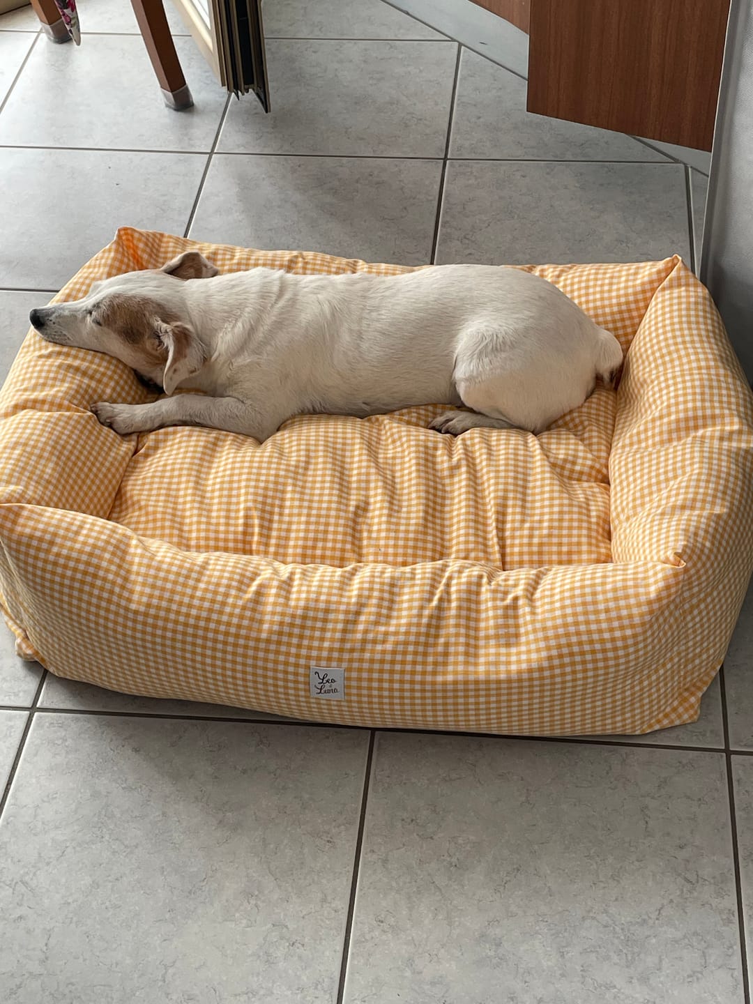 Customer photo review of Divanetto Cotone Vichy Giallo