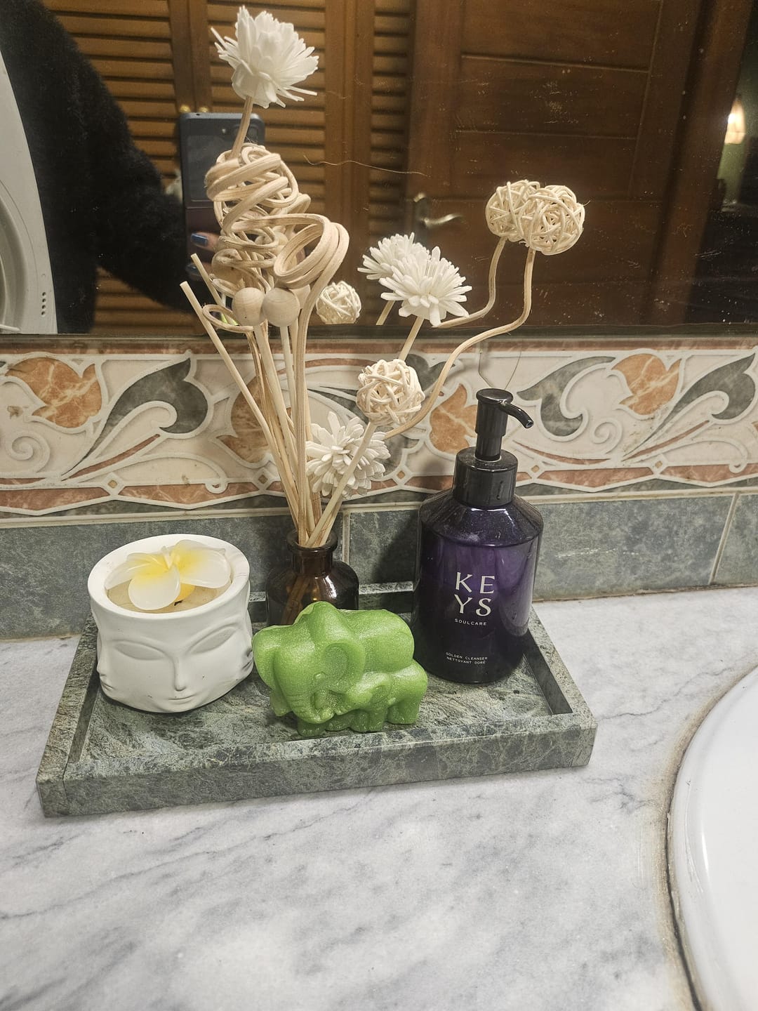 Customer photo review of Green Marble Vanity Tray