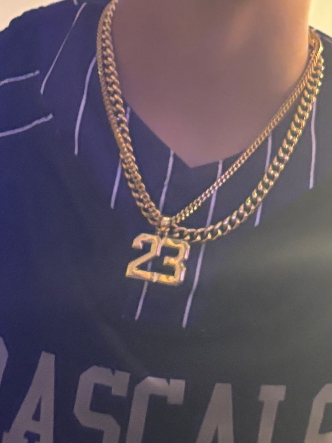 Customer photo review of Signature Jersey Number Pendant 18K Plated Gold