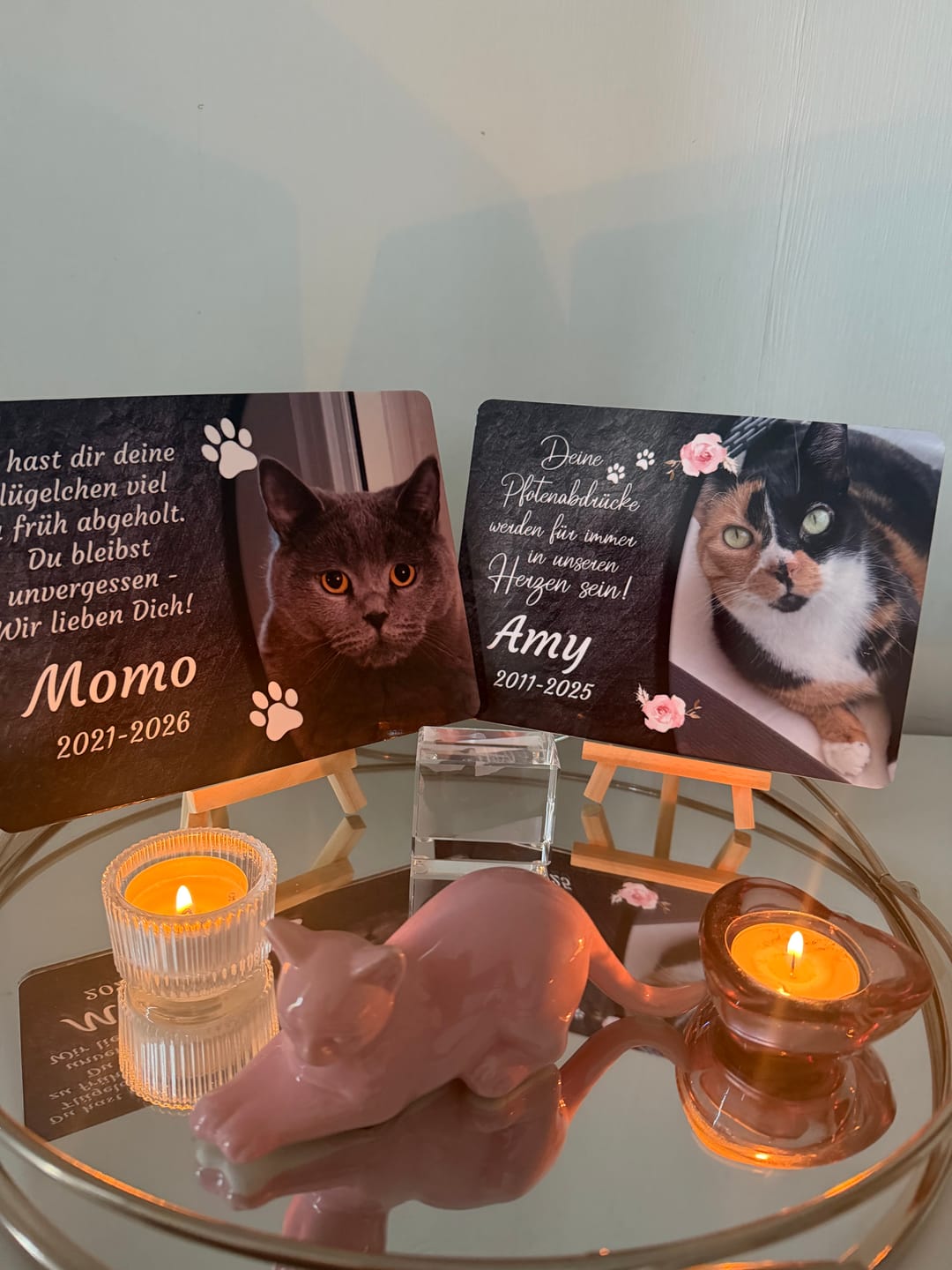Customer photo review of Katzen Gedenktafel mit Foto & Spruch (UV- & Wetterfest)
