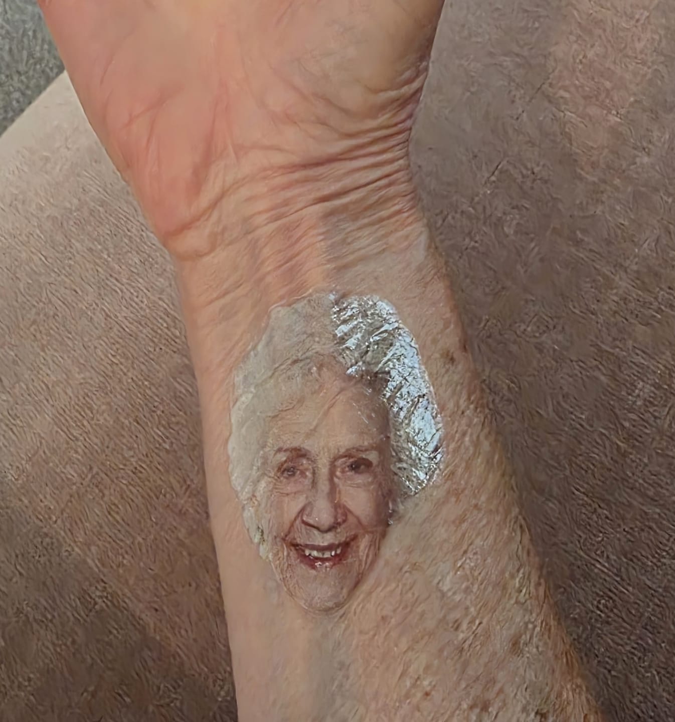 Customer photo review of Custom Photo Face Temporary Tattoo