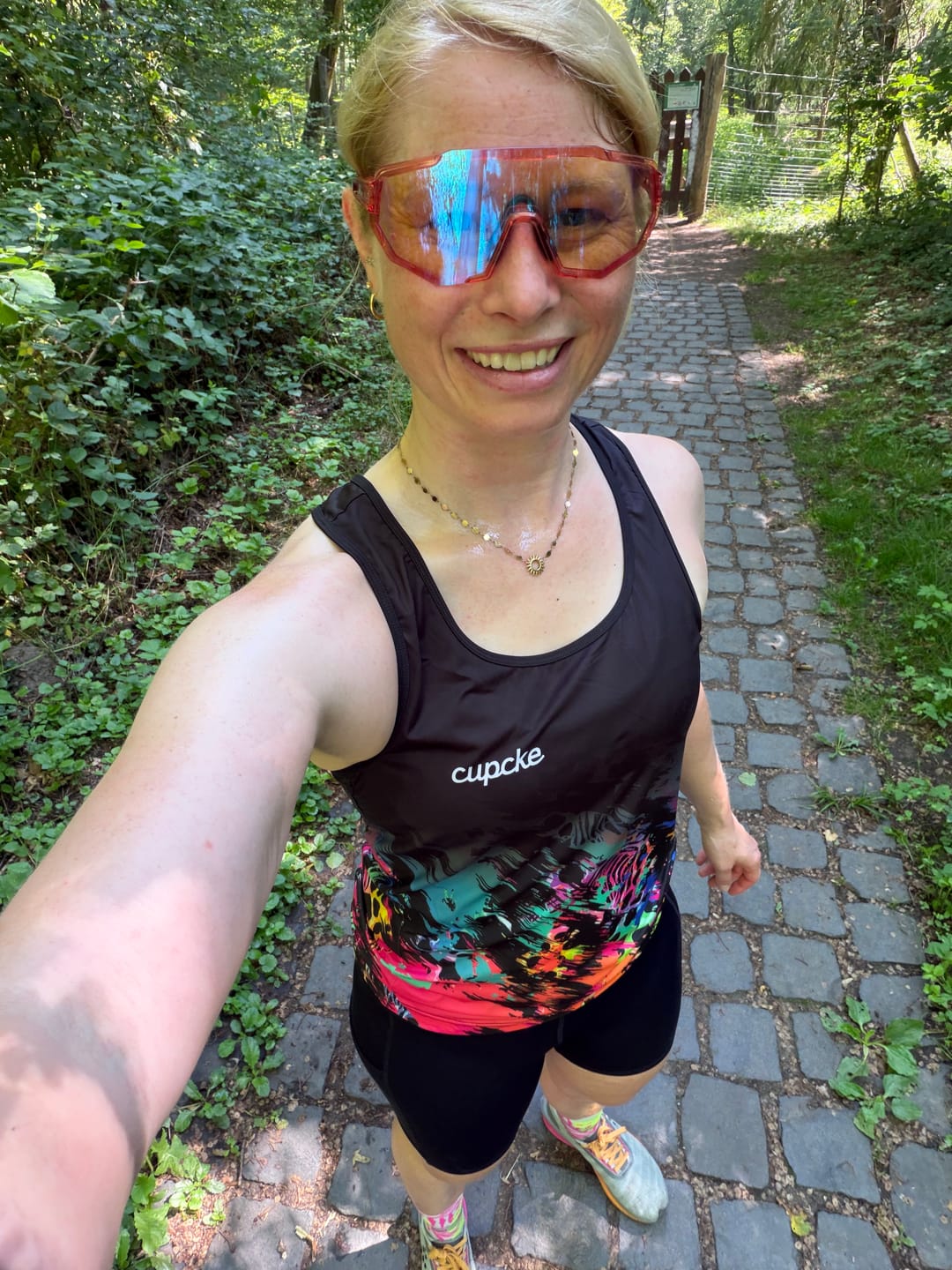 Customer photo review of Womens Disco Leopard Run Singlet
