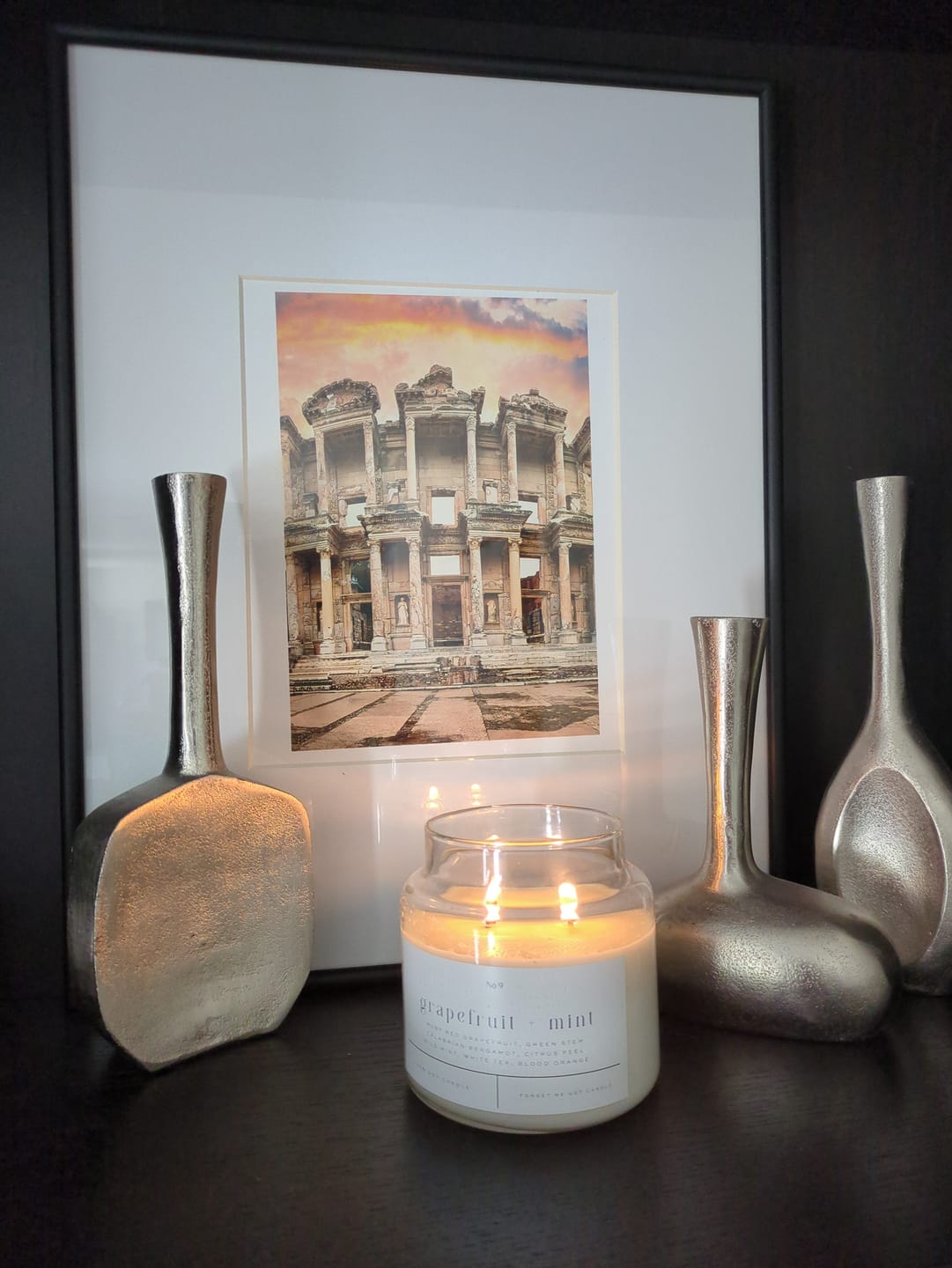 Customer photo review of grapefruit + mint 22 oz glass candle