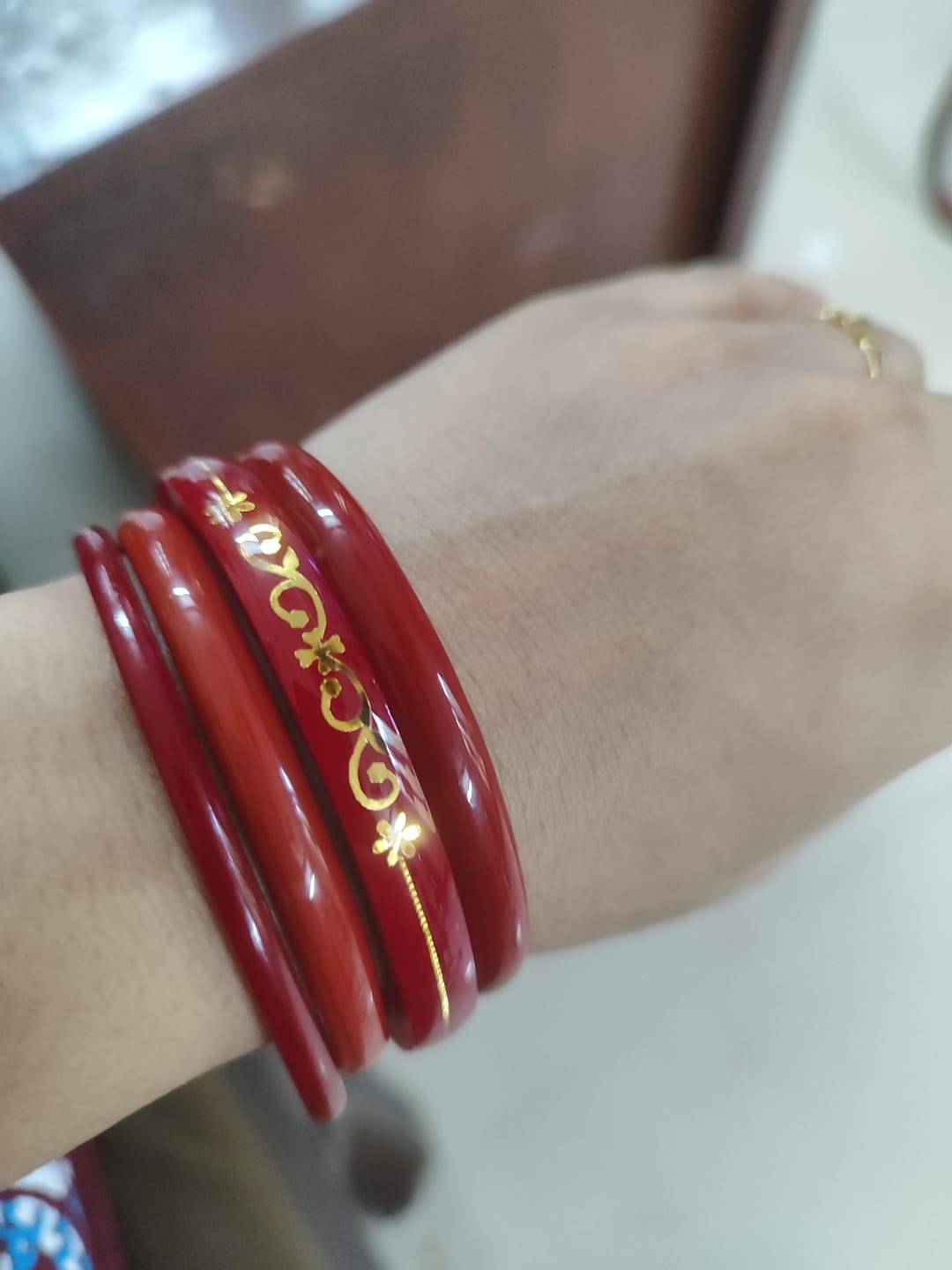 Customer photo review of 22kt (916) Yellow Gold Handmade Pola Bangles/Chooda/Churas for Women with Purity Certificate