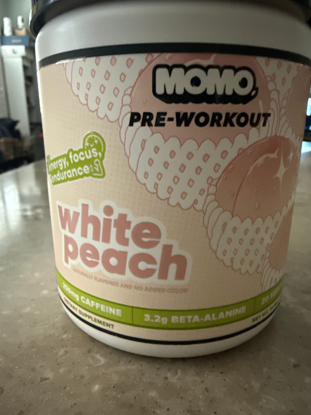 Customer photo review of MOMO® Pre-Workout | White Peach | 40 Scoops