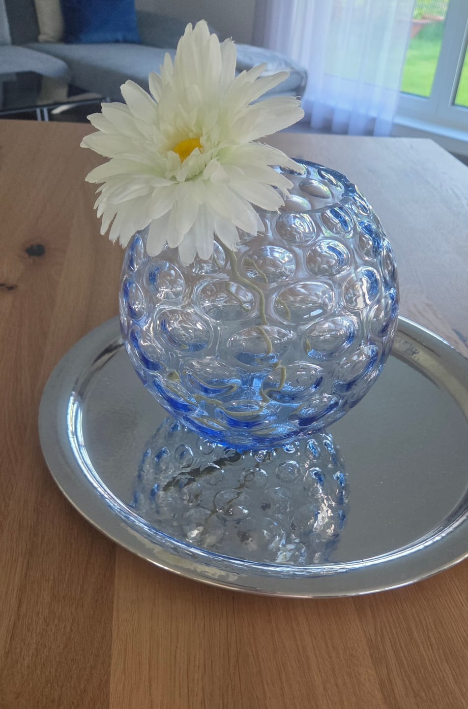 Customer photo review of Light Blue Kugel Round Vase