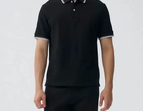 Customer photo review of Striped Collar Piqué Polo – Slim Fit