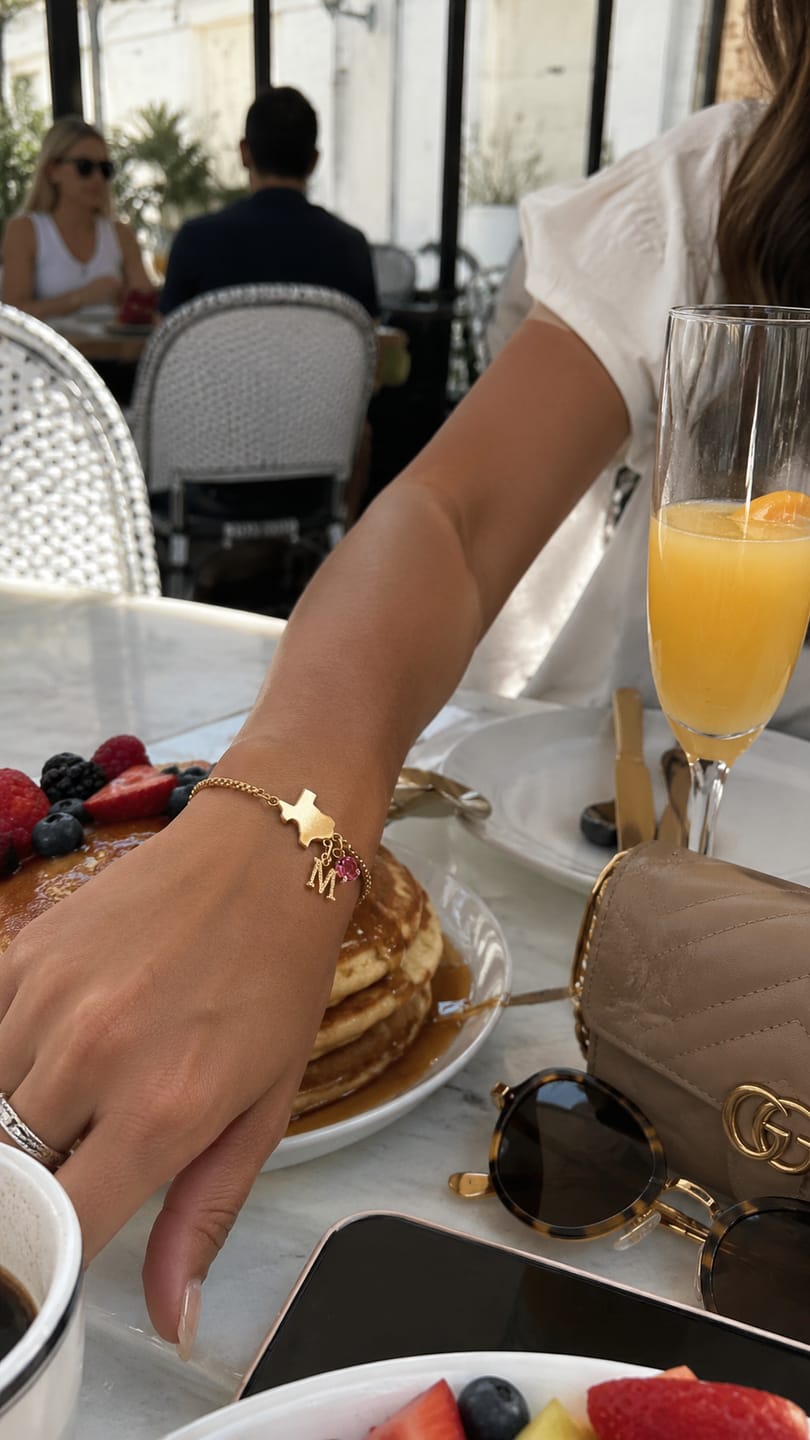 Customer photo review of Exclusive Texas initial birthstone Bracelet