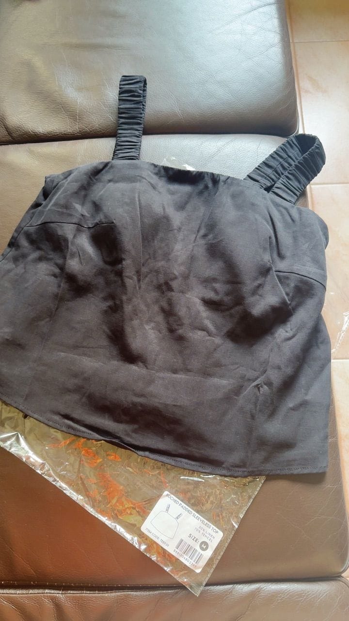 Customer photo review of Padded Sleeveless Top with Ruched Straps