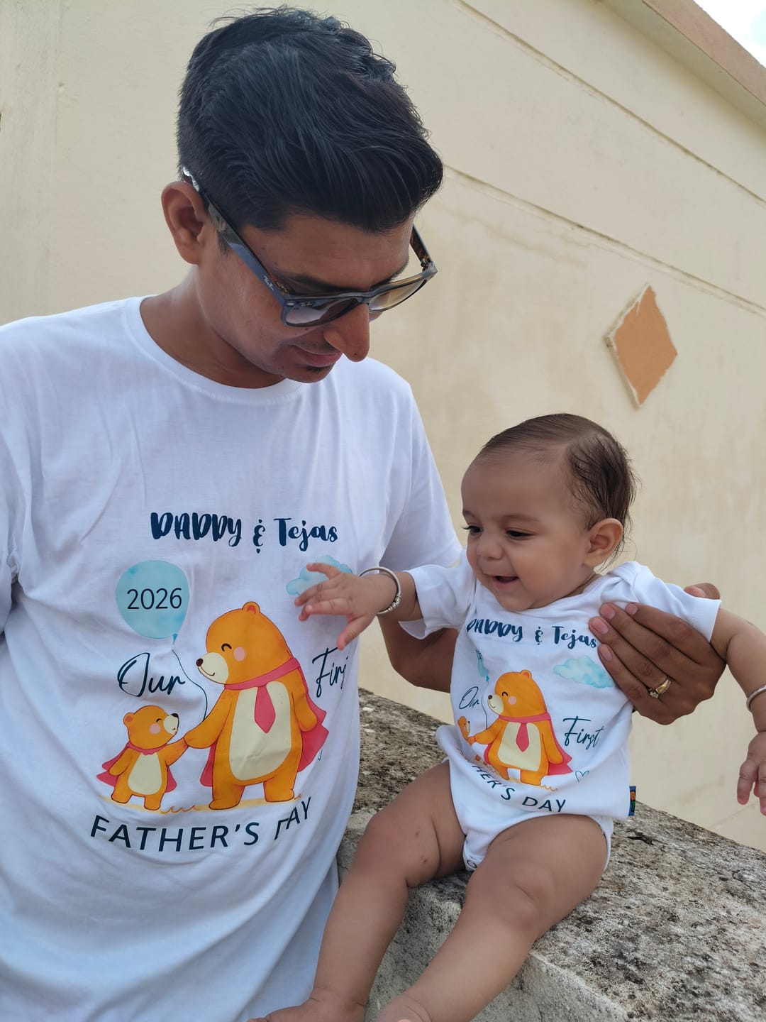 Customer photo review of Father Son Daughter Matching T-Shirts | Dad & Baby Twinning Combo Tees for Father’s Day 2026