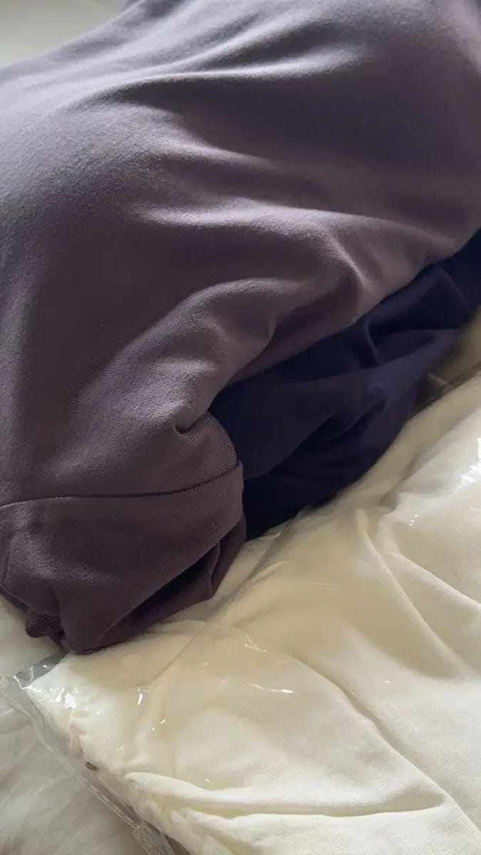 Customer photo review of Soft Stretch Crew Neck Ruched Padded Tee