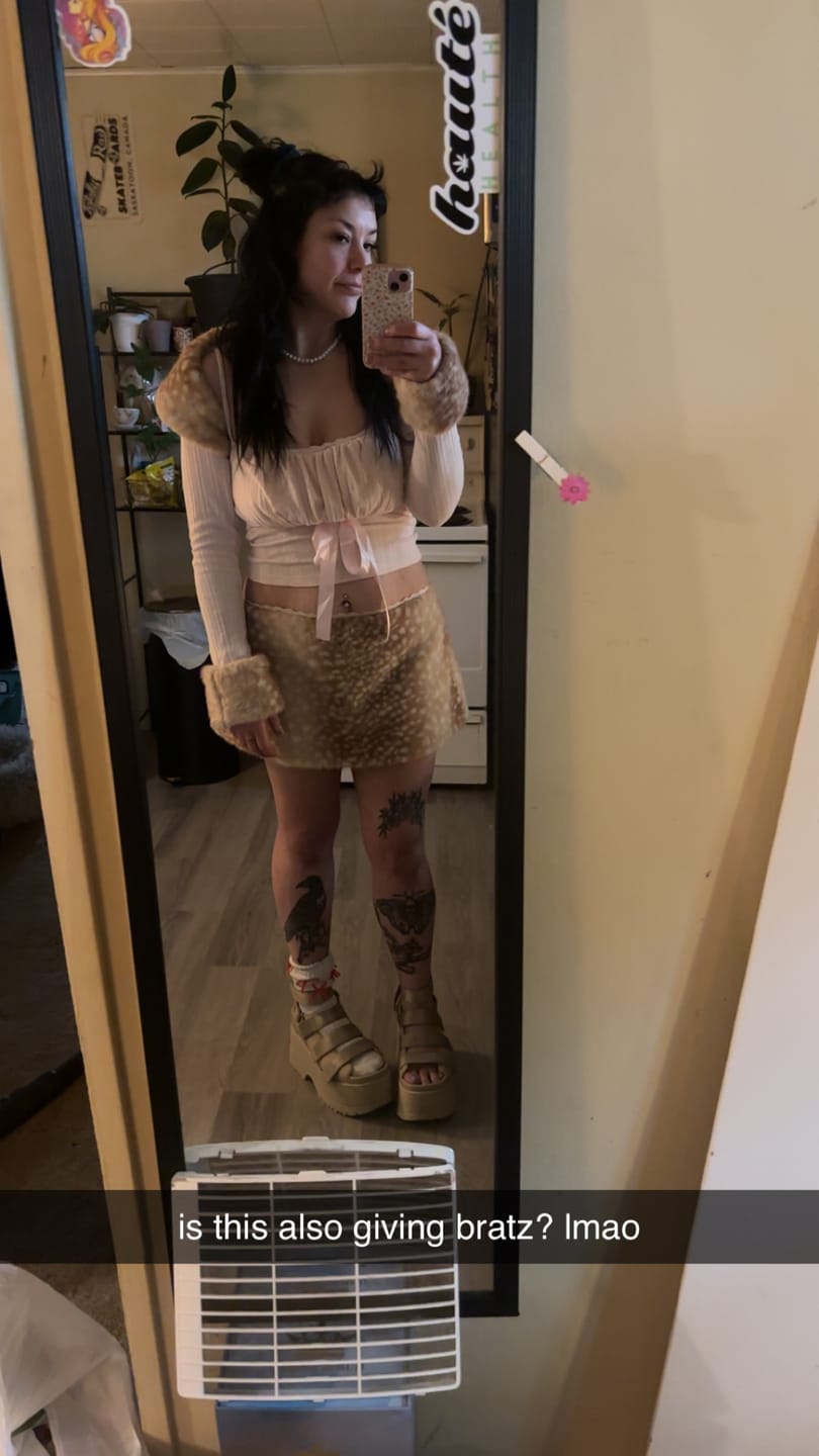Customer photo review of My True Form Fawn Set (Fur Bolero + Skirt Set)