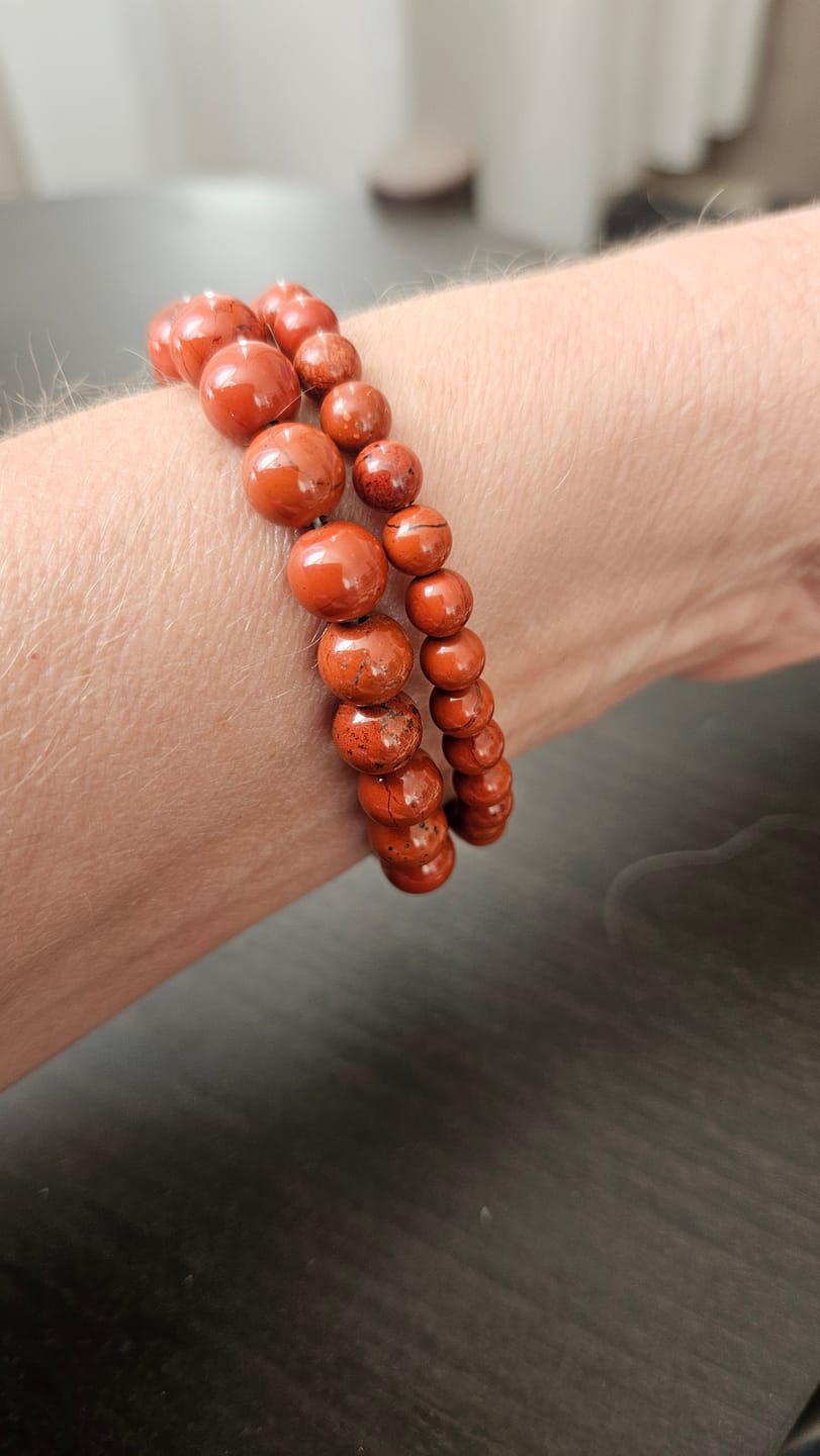 Customer photo review of Bracelet Jaspe Rouge 8mm