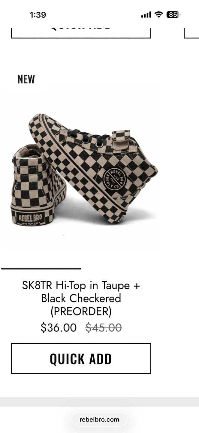 Customer photo review of SK8TR Hi-Top in Taupe + Black Checkered