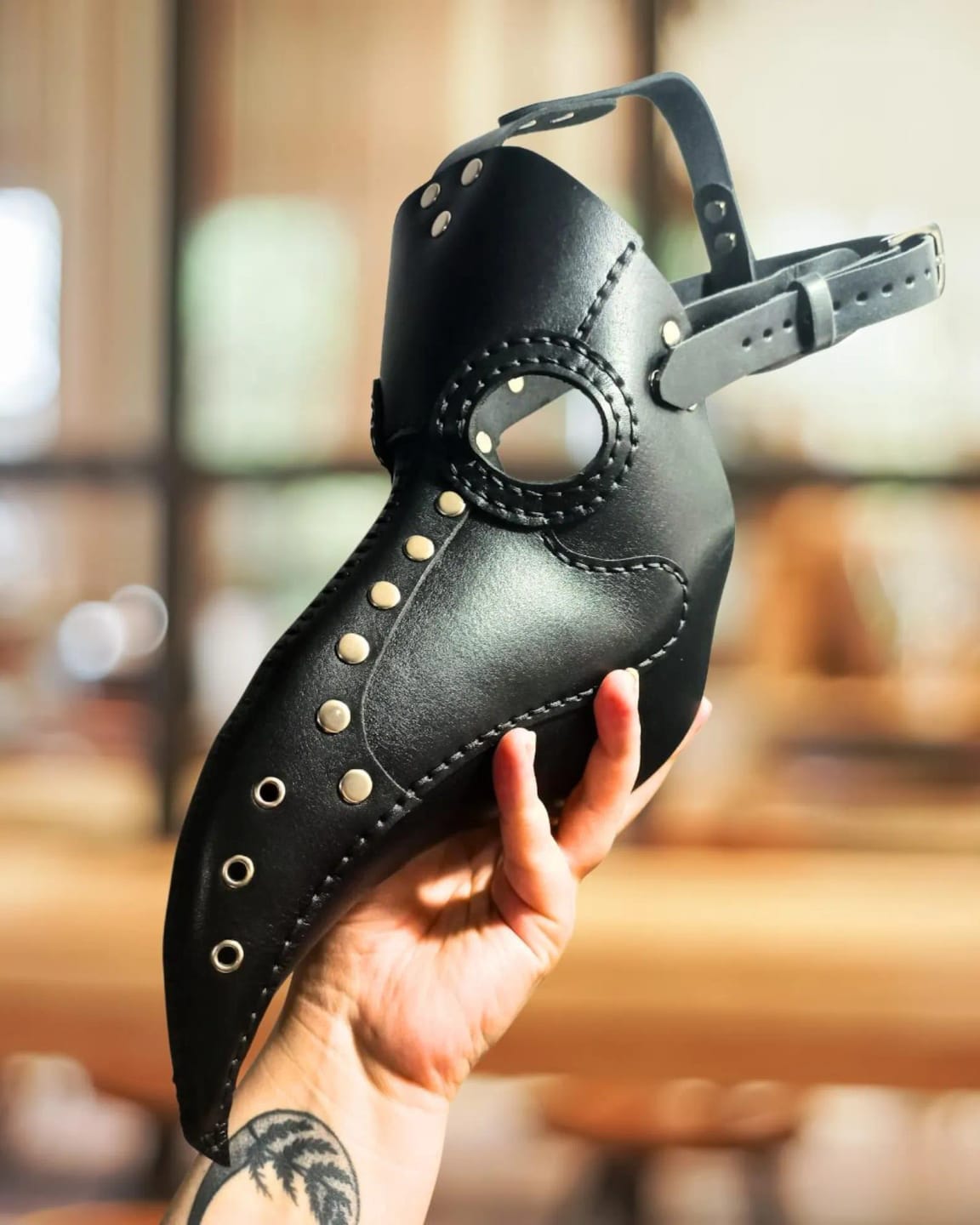 Customer photo review of Black Plague Steampunk mask