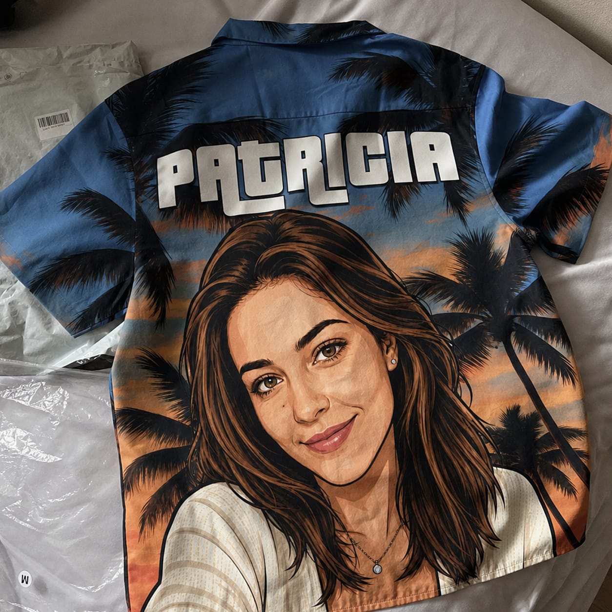 Customer photo review of Custom Photo Sunset Tropical  - Personalized Customized Hawaiian shirt - Gift For Family Members, Best Friends