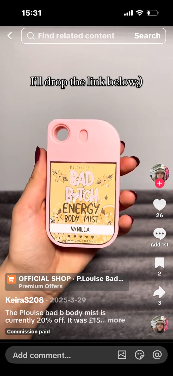 Kundfotorecension av Bad Bitch Body Mist