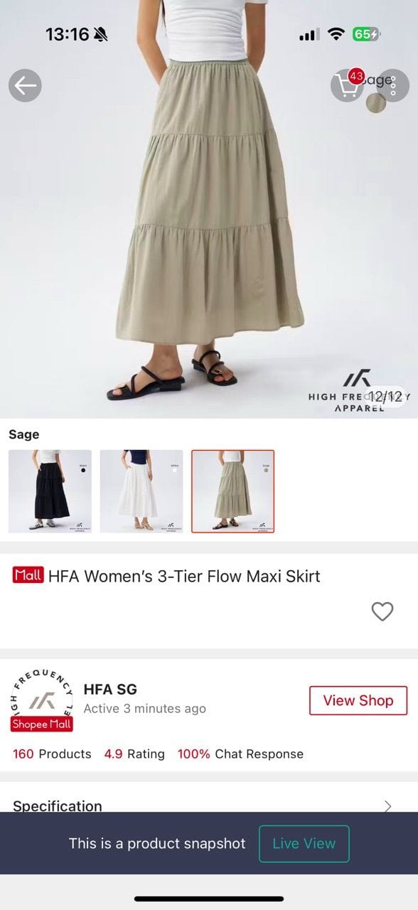 Customer photo review of 3-Tier Flowy Maxi Skirt