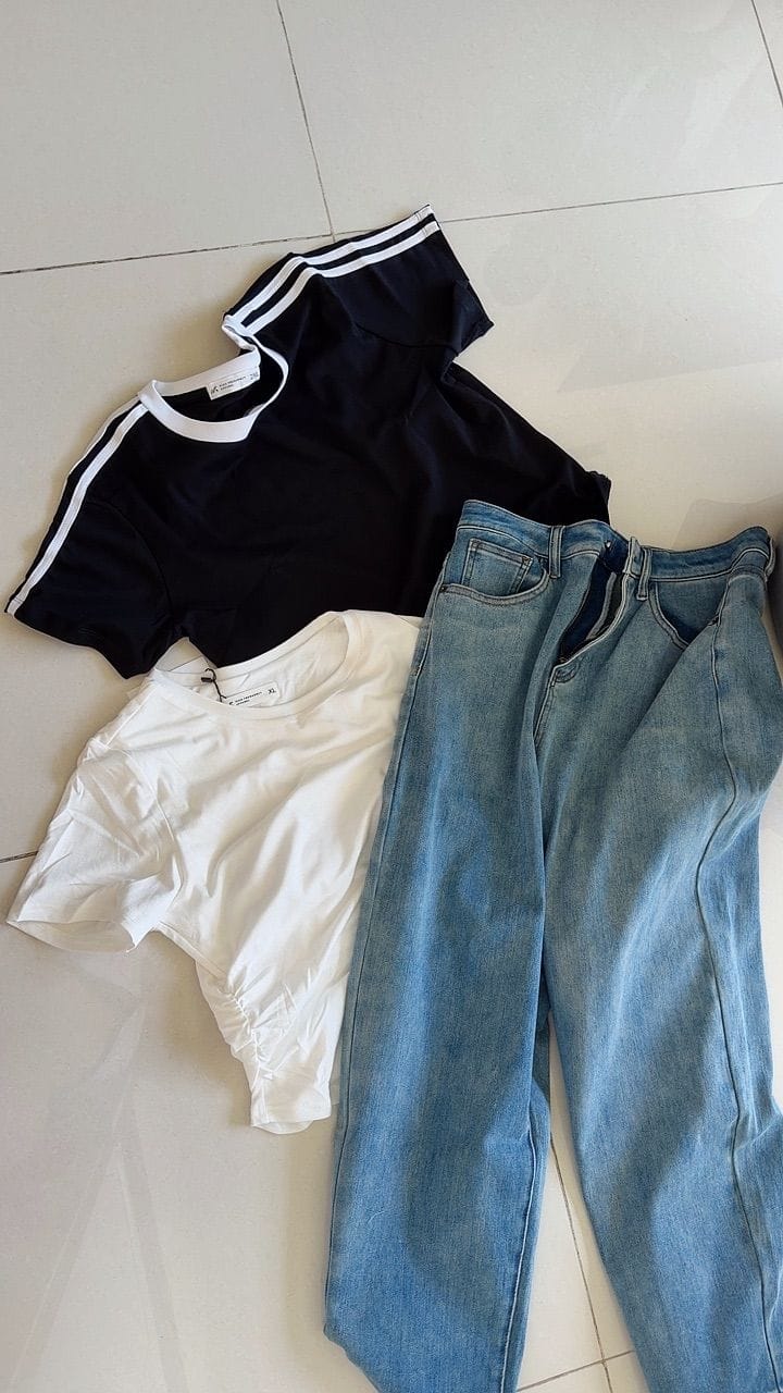 Customer photo review of Striped Curved Hem Baby Tee