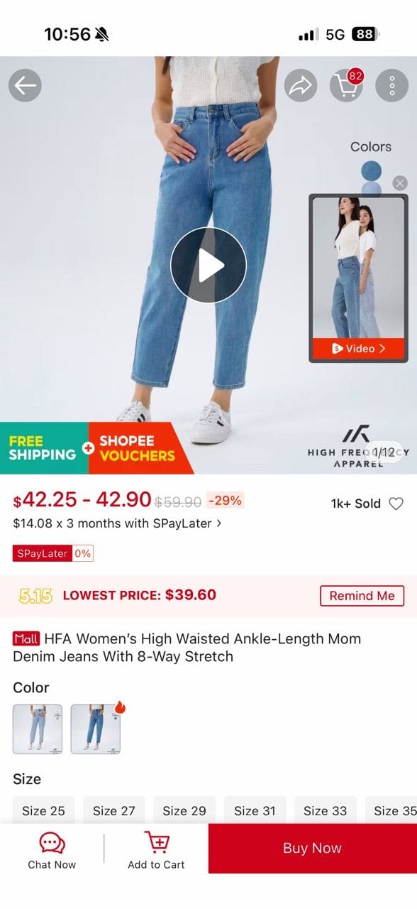 Customer photo review of High Waisted Ankle-Length Mom Denim Jeans