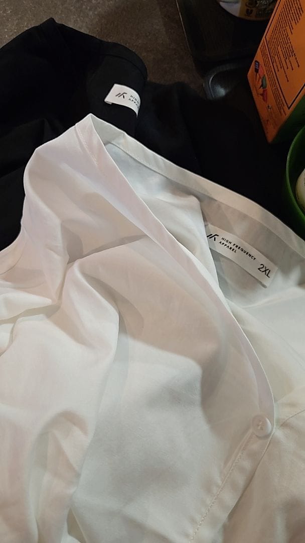 Customer photo review of V-Neck Puffed Long Sleeve Blouse – Relaxed Fit