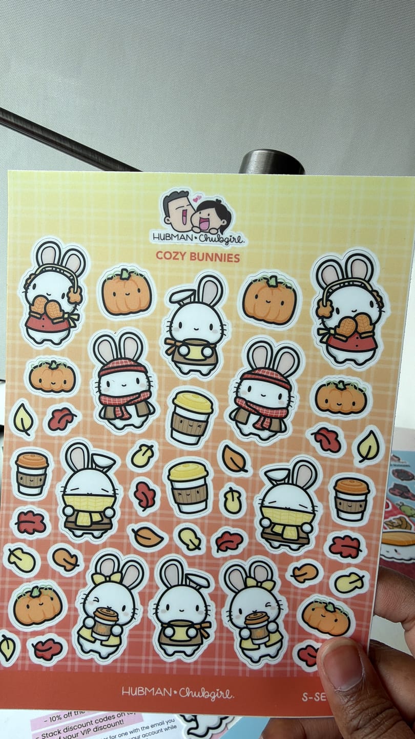 Customer photo review of Cozy Bunnies Sticker Sheet