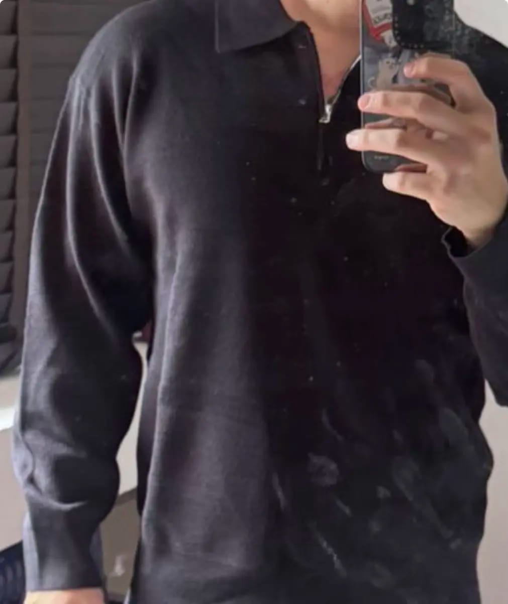 Customer photo review of Long Sleeve Knitted Zip Polo