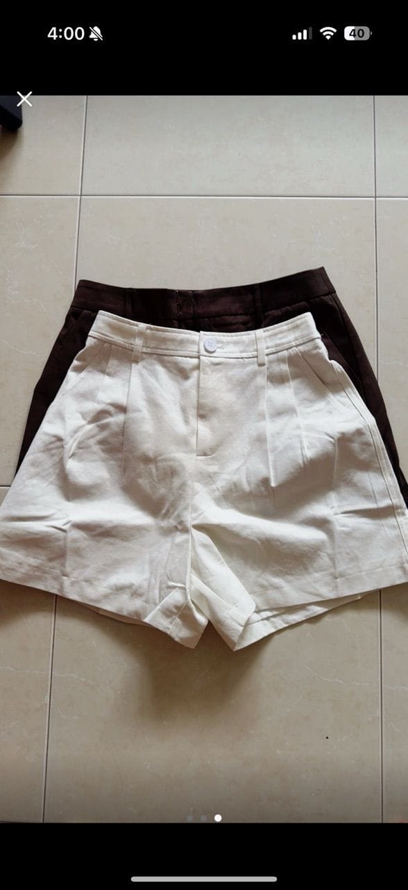 Customer photo review of Double Pleated Chino High-Waisted Shorts