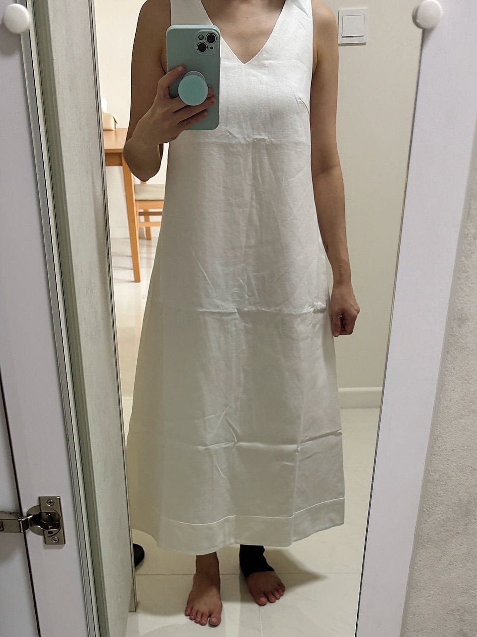 Customer photo review of V-Neck Linen Sleeveless Midaxi Dress With Back Slit