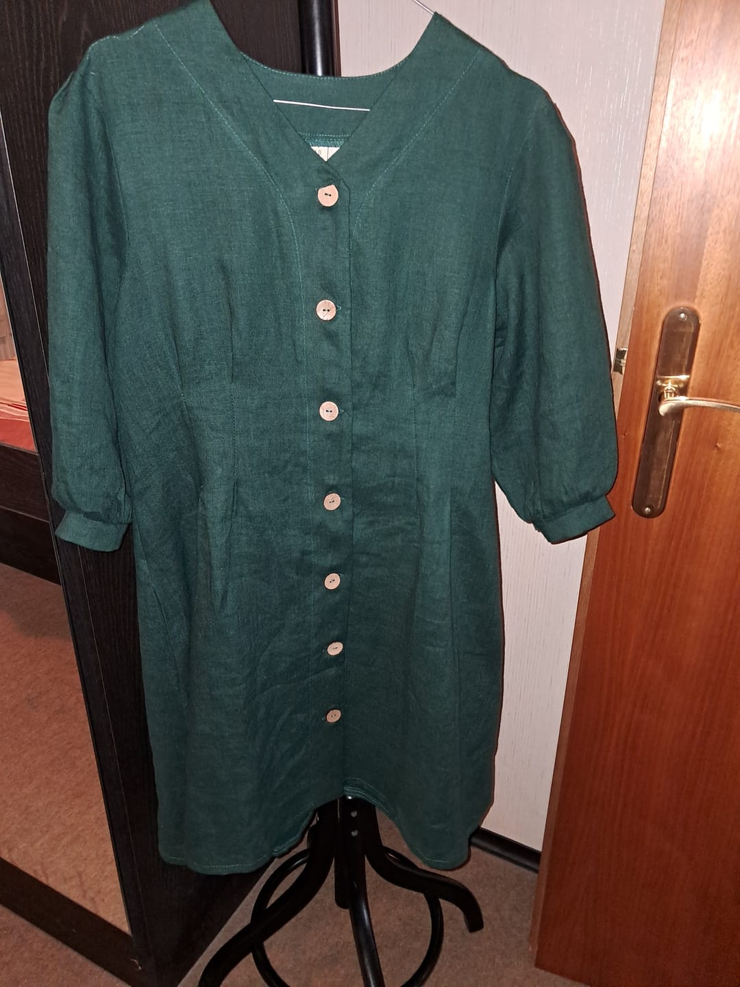 Customer photo review of Linen Dress Buttons Down