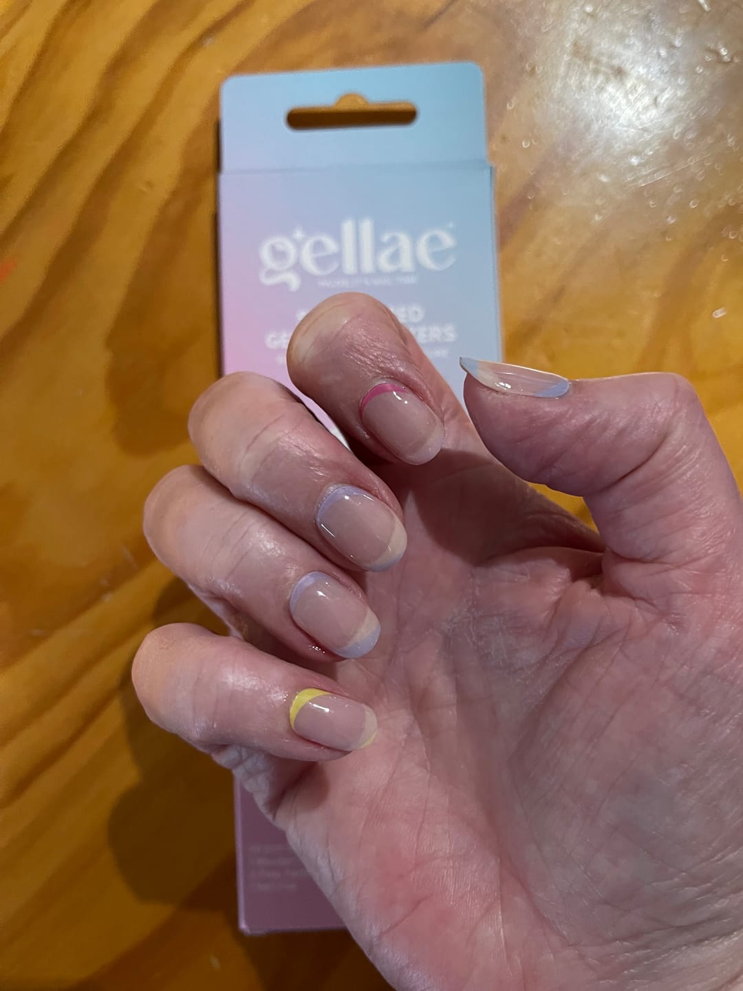 Customer photo review of NEW Pastel Pop Delight DIY Semicured Gel Nail Sticker Kit