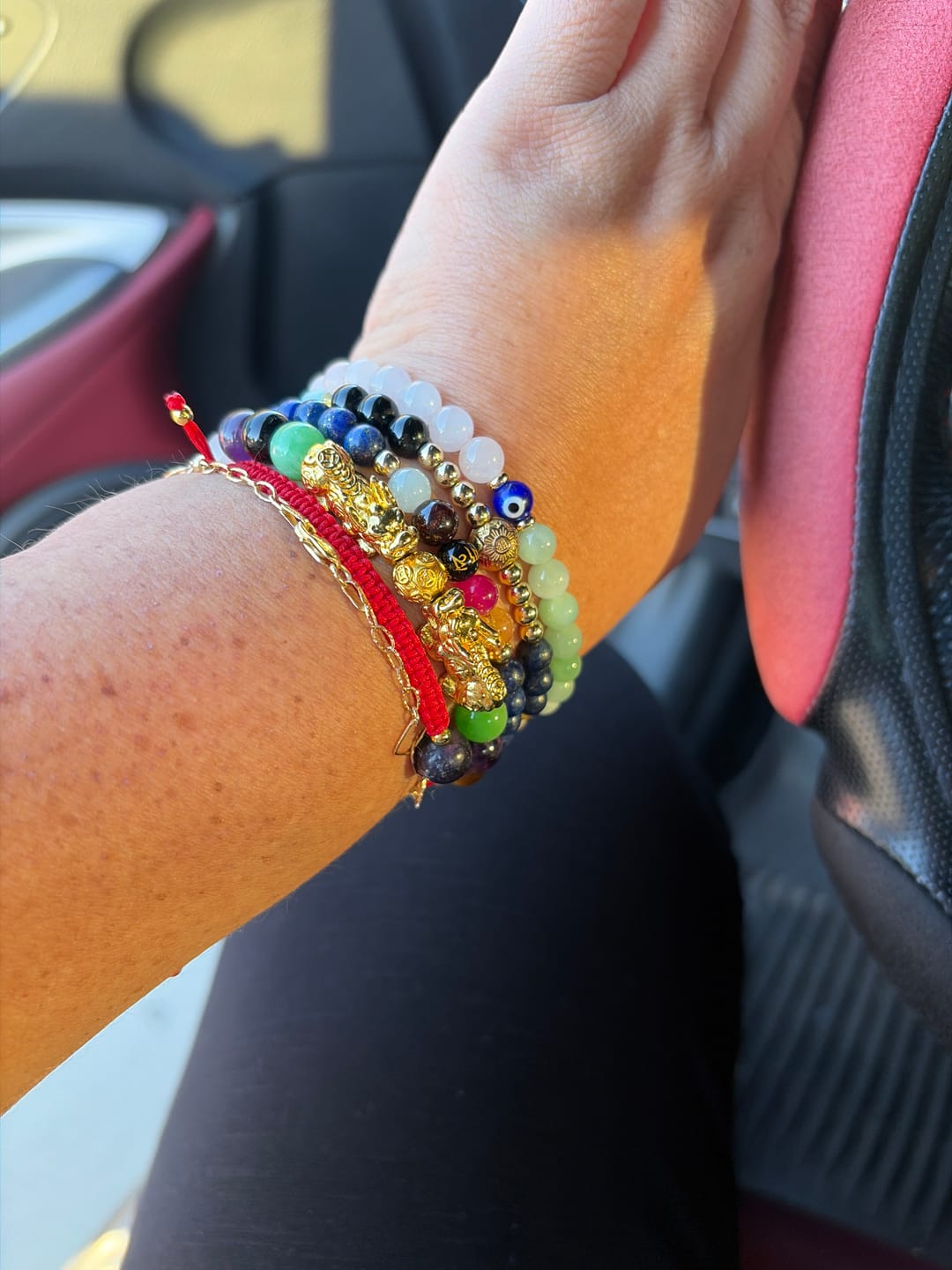 Customer photo review of The Pixiu of Fortune and Success Multi Gemstone Bracelet
