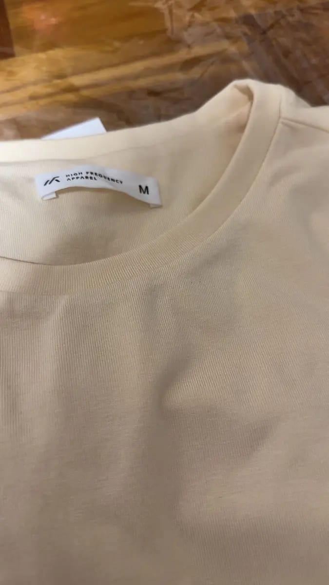 Customer photo review of Soft Stretch Crew Neck Ruched Padded Tee