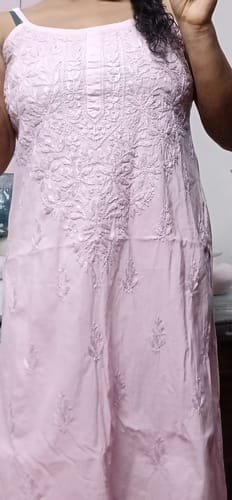 Customer photo review of Noor Lavender Sleeveless Pure Cotton Long Kurta