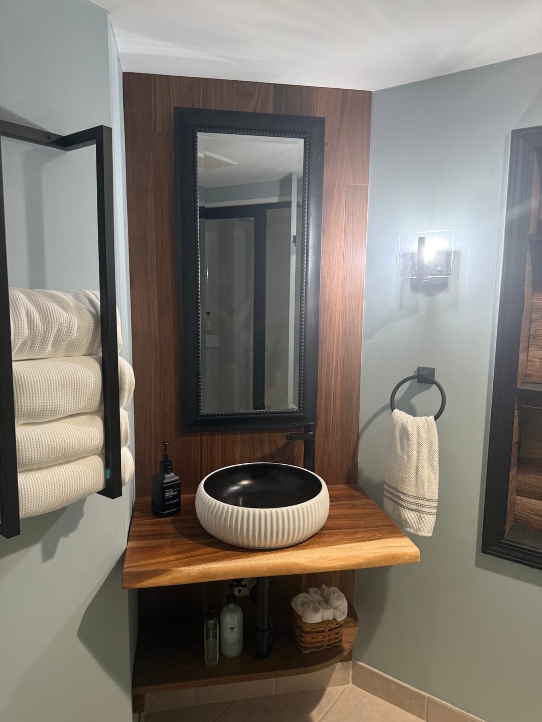 Customer photo review of Natural Walnut Smooth Self-Stick Planks