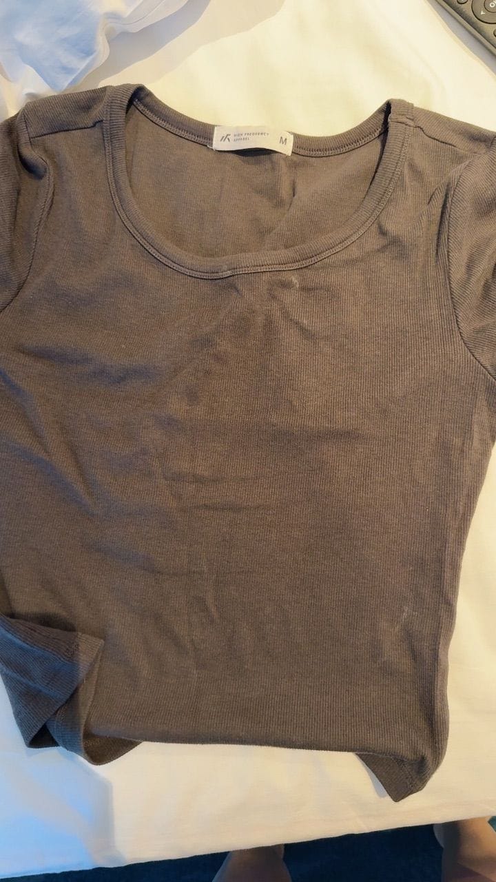 Customer photo review of Wide Neck Half Sleeve Ribbed Tee – Stretch Fit Essentials
