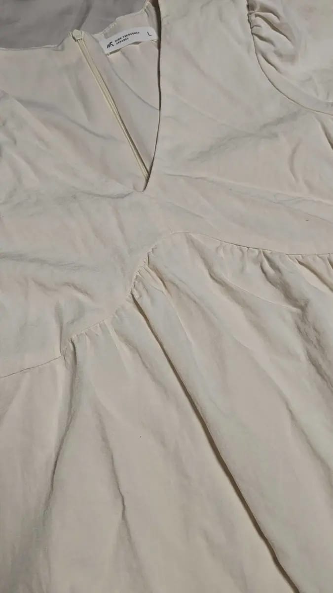 Customer photo review of V-Neck Short Sleeve Flowy Babydoll Blouse