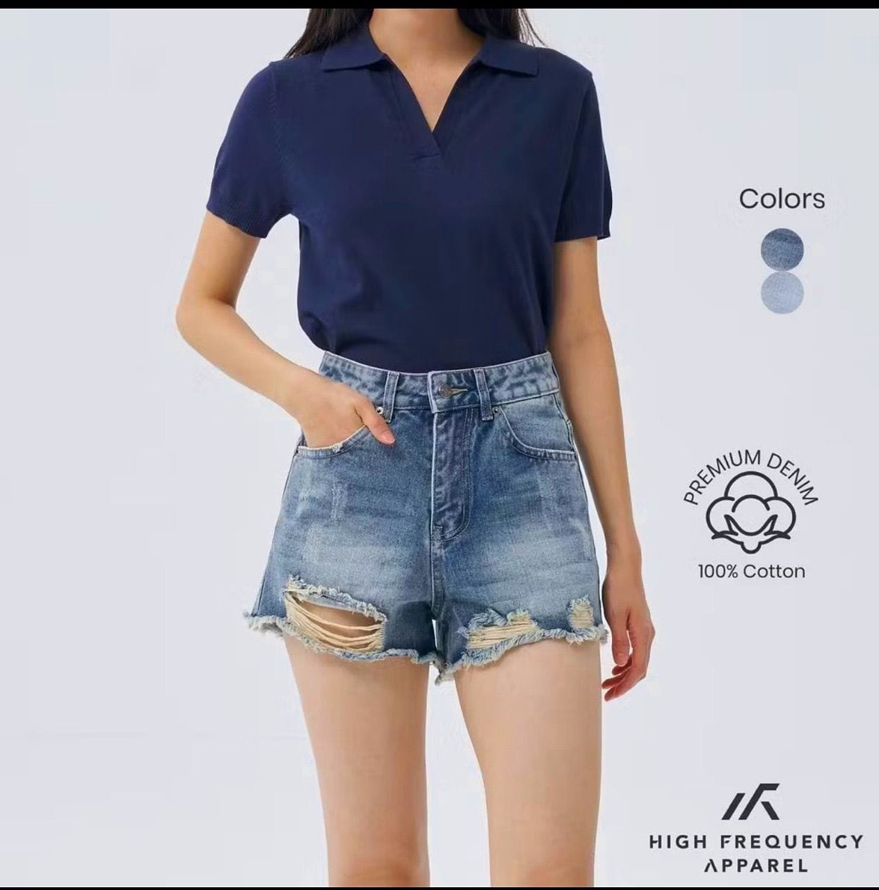Customer photo review of Distressed Denim Shorts