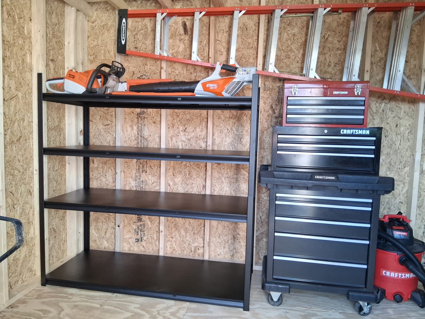 Customer photo review of Reibii 4-Tier 2650LBS Heavy Duty Industrial Garage Shelving Units,60" W Adjustable Metal Storage Shelves Racks for Garage, Warehouse, Basement
